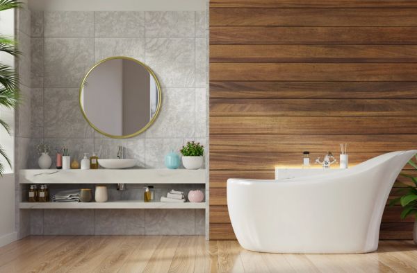 Elegant bathroom design with luxury vinyl tiles in St Peters, MO