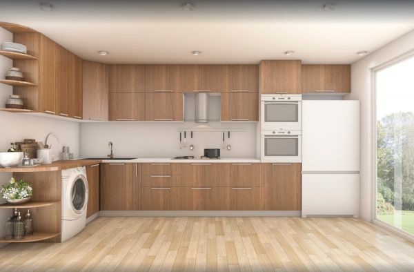 Modern laundry room with stylish vinyl floor in St Peters, MO